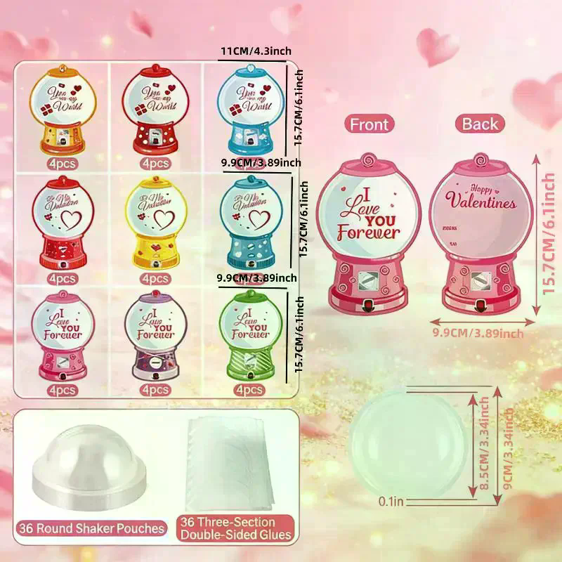18/36 Pcs DIY Valentines Candy - Bubble Gum Machine recension och pris