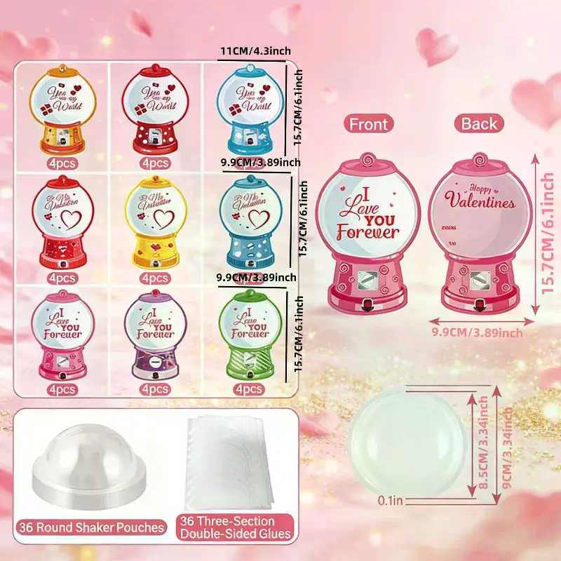 18/36 Pcs DIY Valentines Candy - Bubble Gum Machine recension och pris