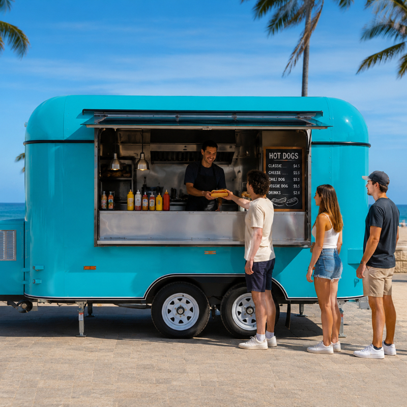 Customized Food Truck Mobile w - Hot Dog Vending Cart recension och pris